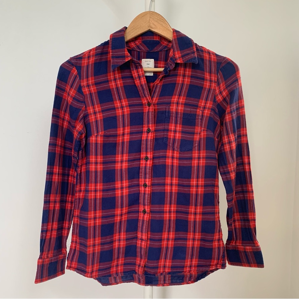 Gap Tartan Fitted Boyfriend Flannel Shirt